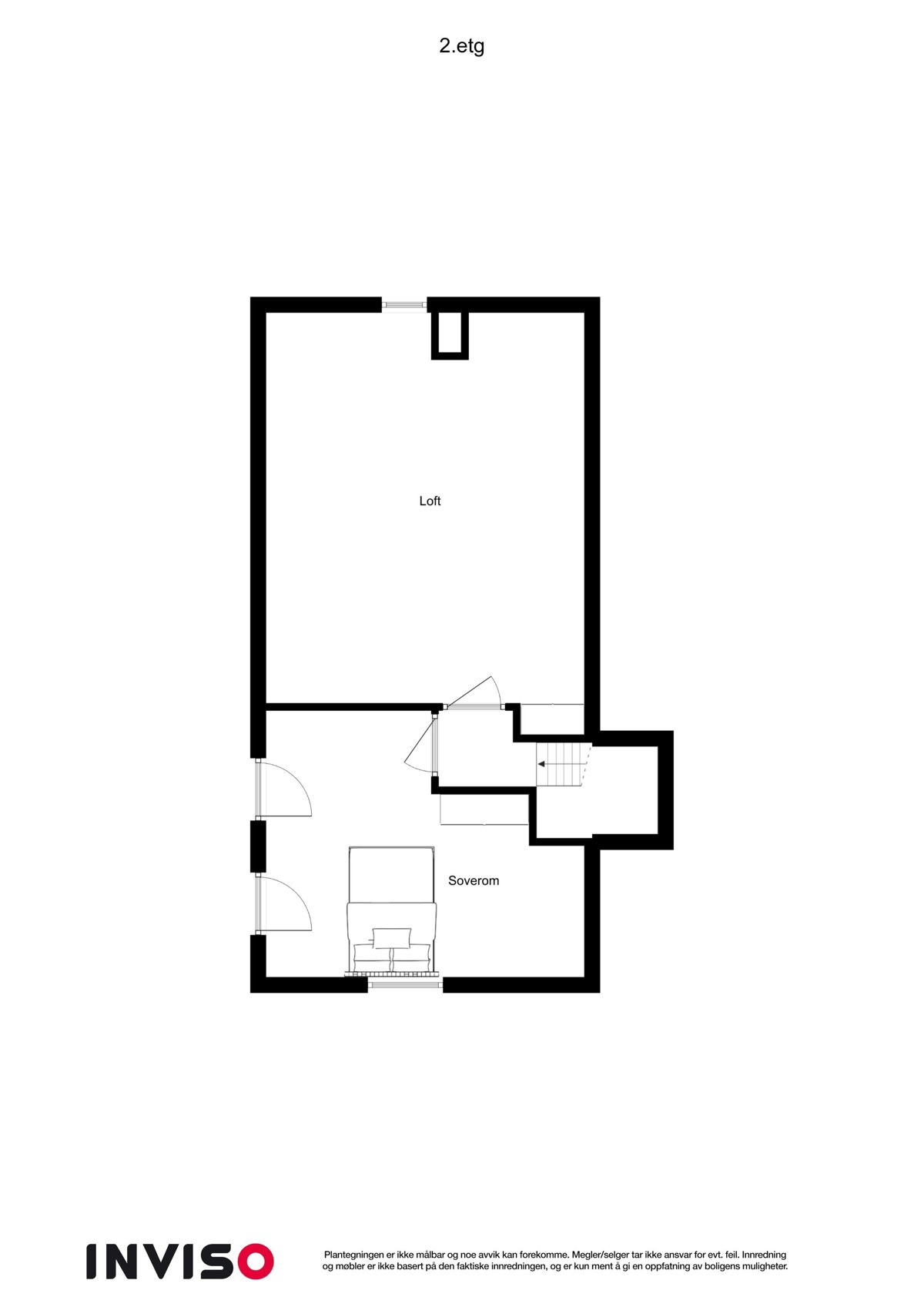 Planskisse - 2. etg - Legg merke til et meget romslig loft med mange muligheter!