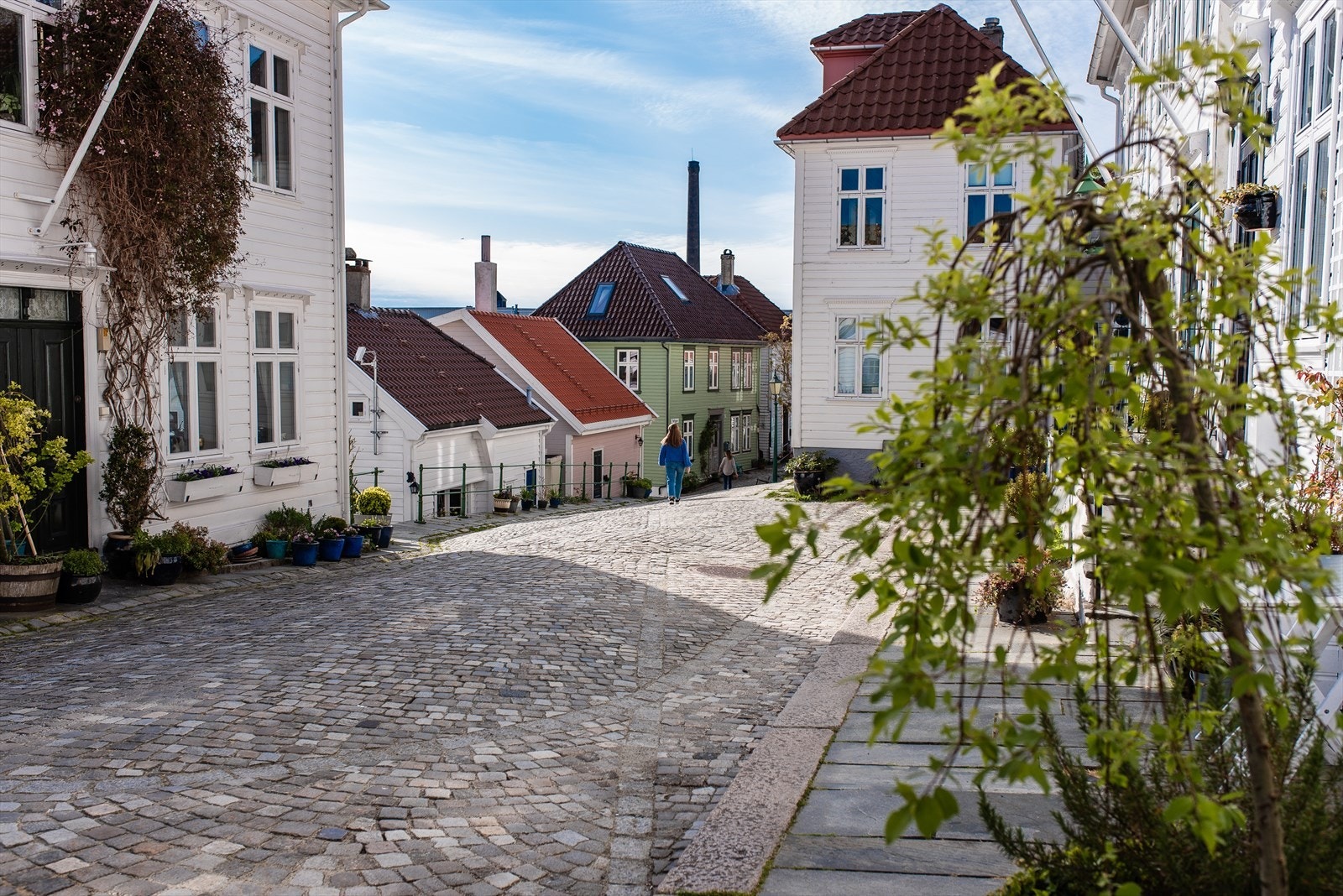 Boligen ligger i et område med koselige hus og borsteinslagte gater Galleribilde