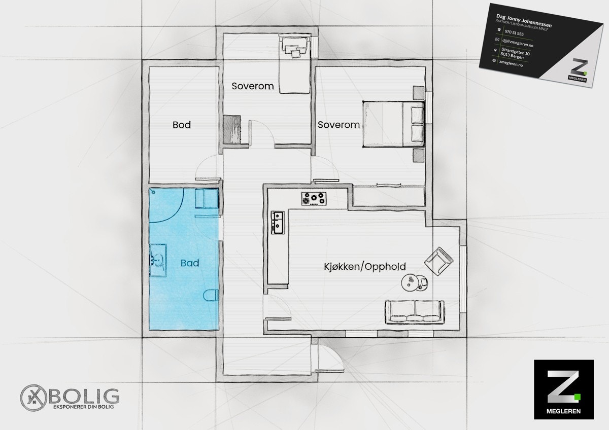 Husets underetasje er 62 m² bruksareal. Består av 3-roms hageleilighet utleid for kr 12.000,- pr. mnd. Galleribilde