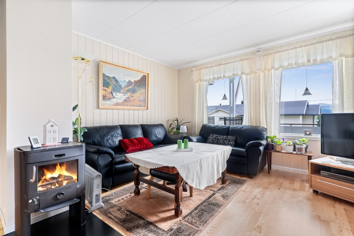 Stue med vedfyring