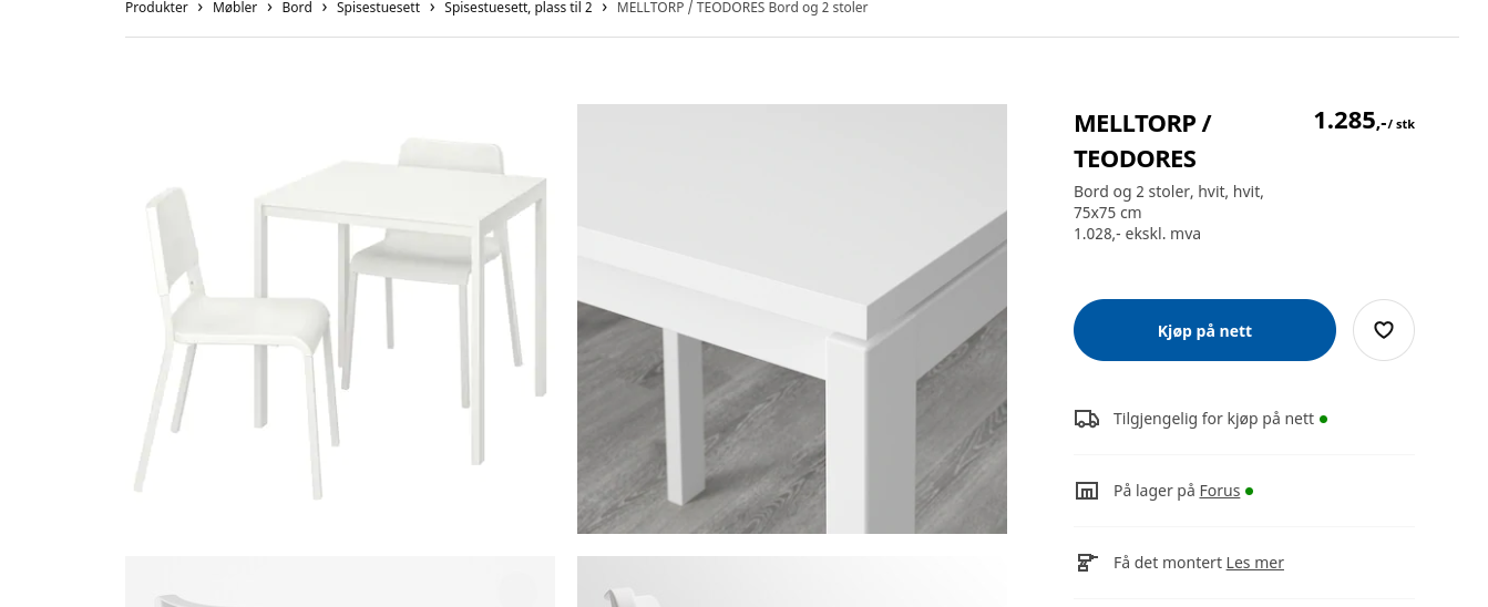 Ikea spisebord GIS BORT | FINN.no Melltorp bord 75x75 | FINN.no