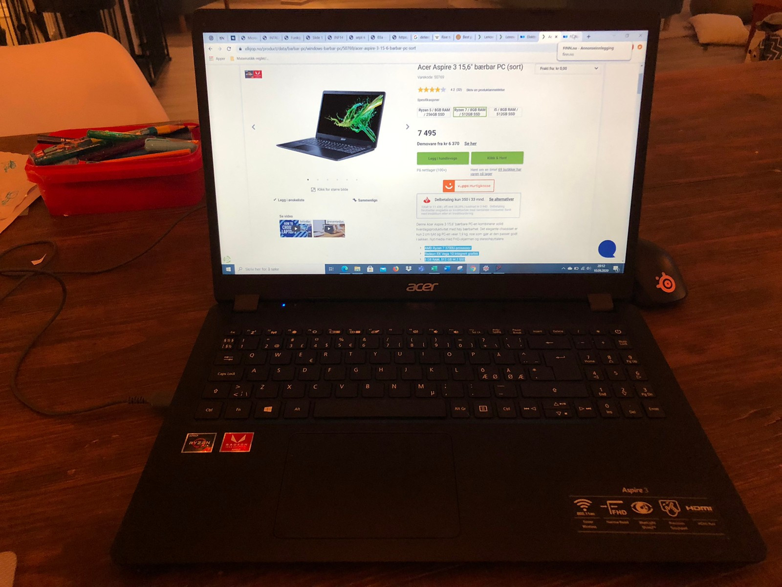 Acer Aspire 3 15,6 bærbar PC (sort) KUN NOEN MND GAMMEL Acer Aspire 7 15,6 bærbar PC (sort) Windows bærbar PC