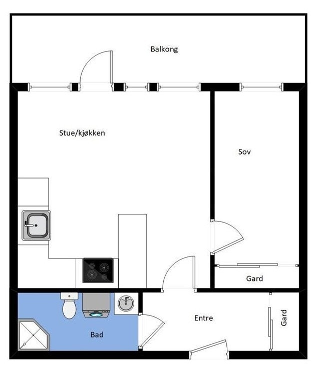 Illustrasjon av planløsning Galleribilde