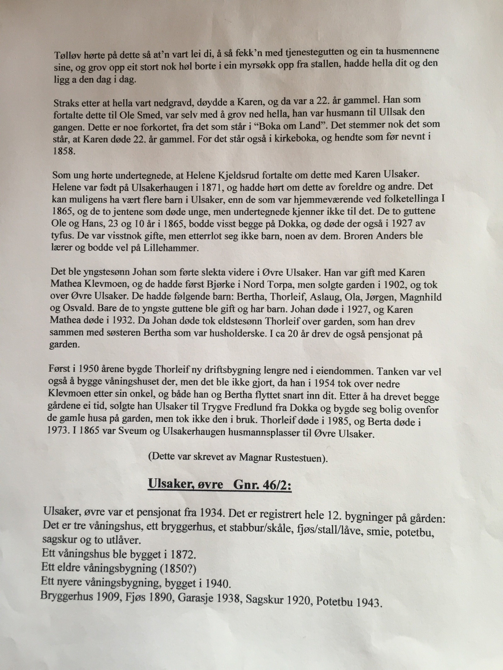Historiske tilbakeblikk på Ullsaker med historie fra ca 1750 Galleribilde