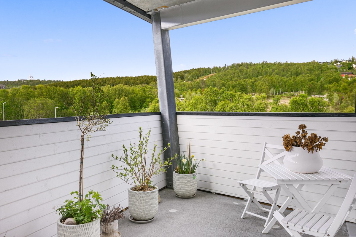 God uteplass/urtehage med morgen- og kveldssol. Utgangsdør fra soverom