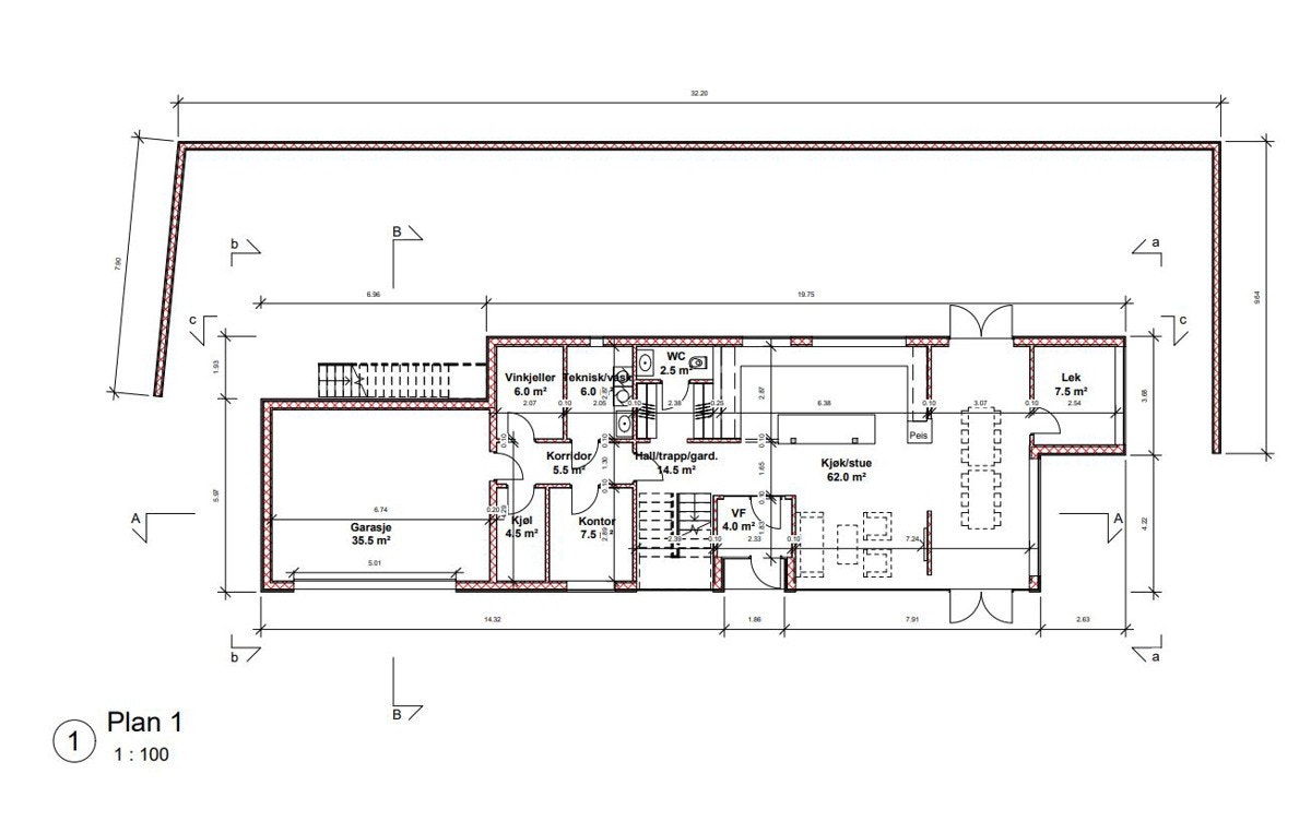 Plantegning 1. etg. Galleribilde