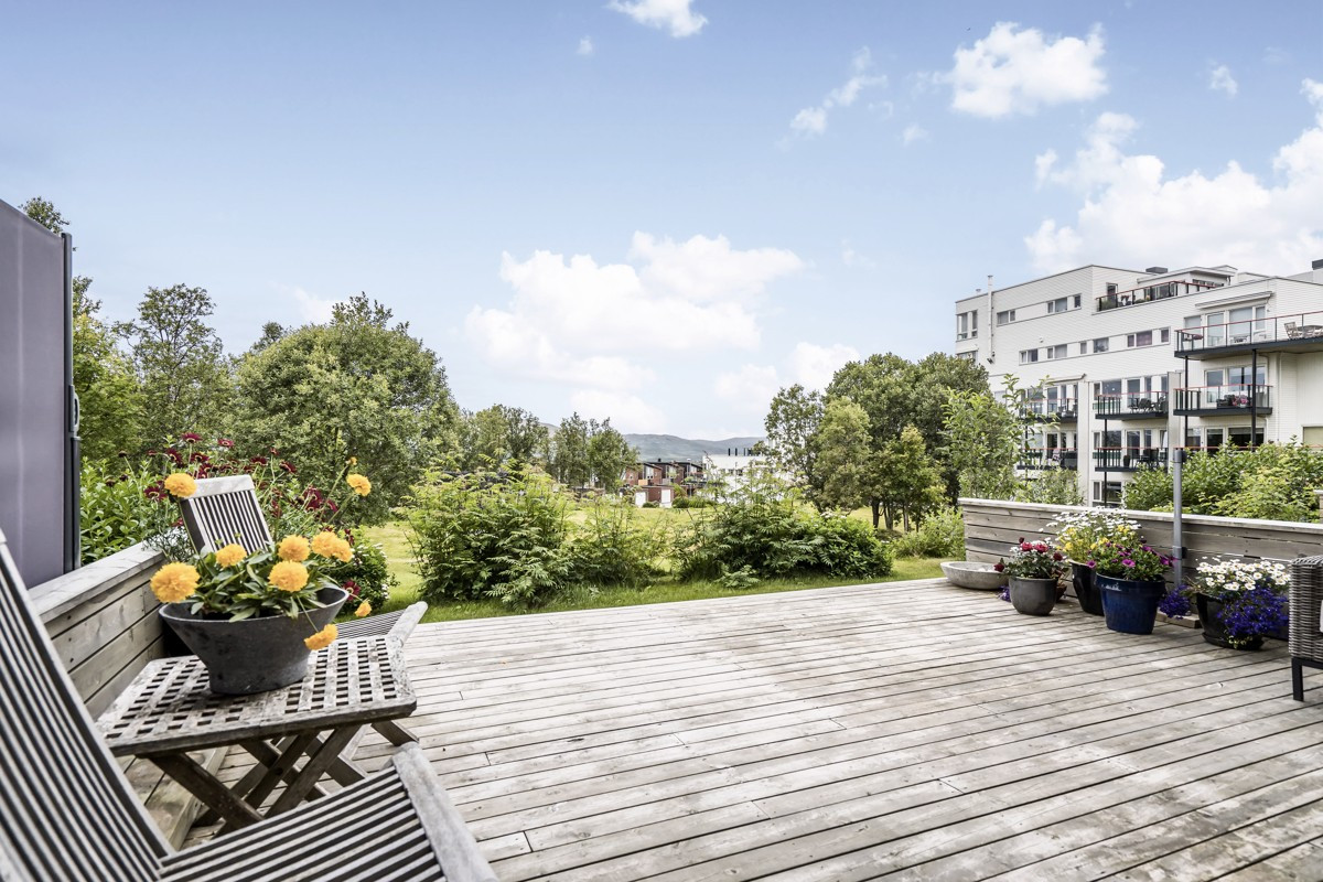 Romslig markterrasse med gode sol- og lysforhold