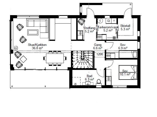 Planløsning 1 etasje Galleribilde