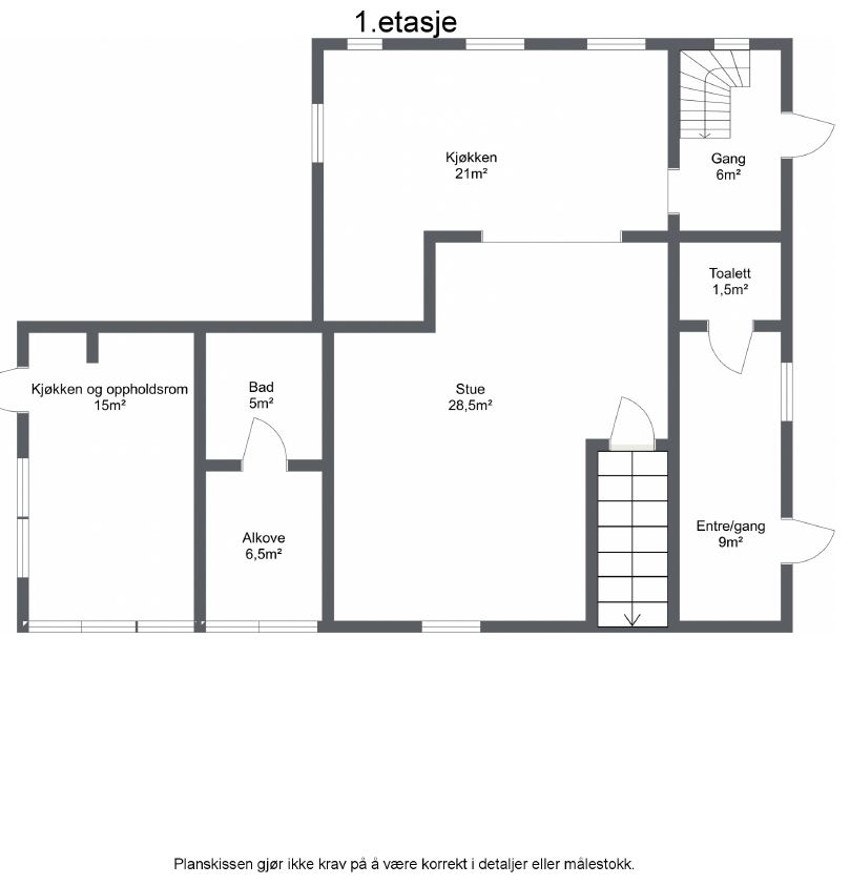 Planskisse, hovedetasje. Galleribilde