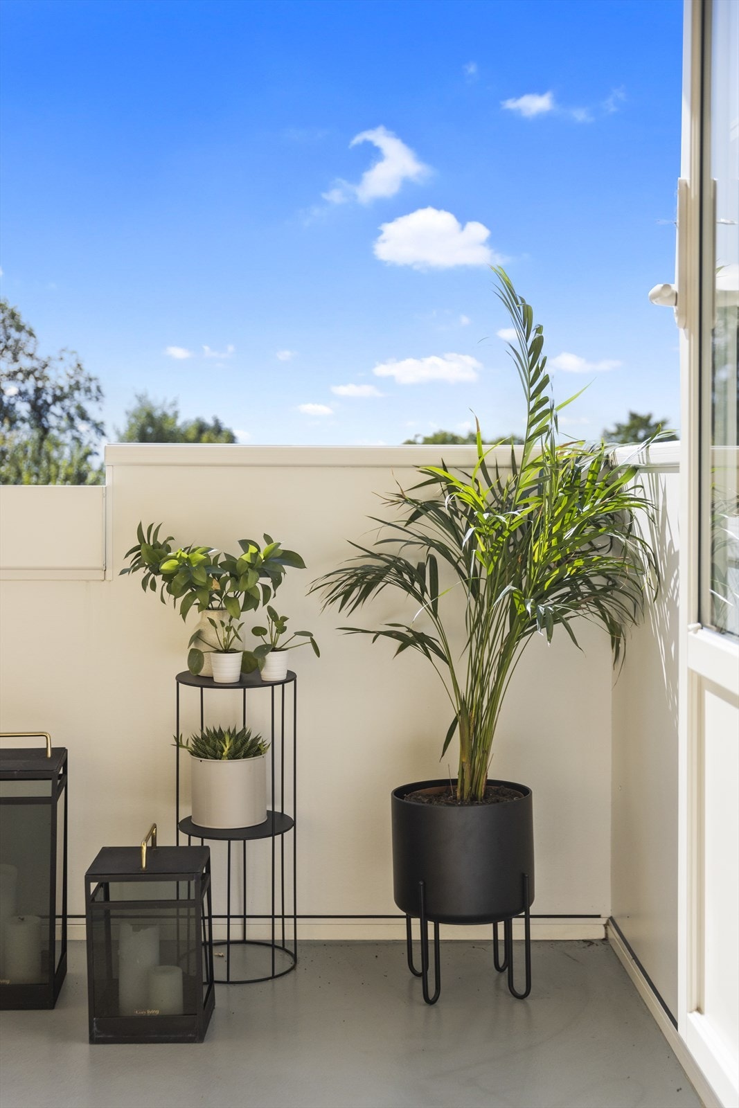 Solen flommer inn stuevinduene fra tidlig ettermiddag og på balkongen er det kveldssol til den går ned over Oslo. Galleribilde