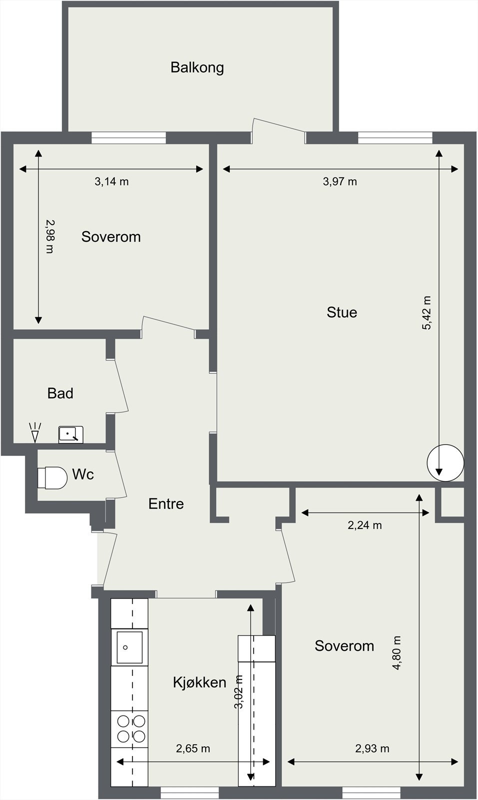 Plantegning med mål Galleribilde