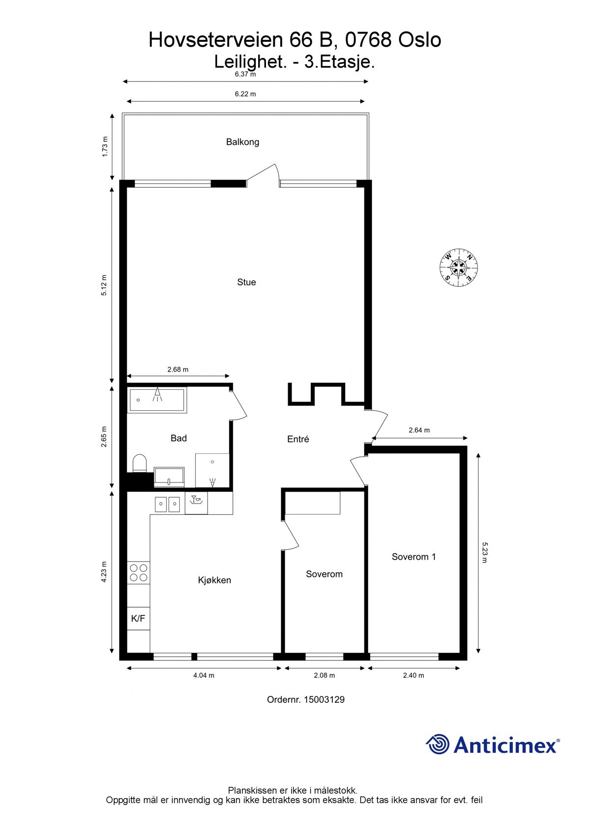 Plantegning Hovseterveien 66 B. Galleribilde