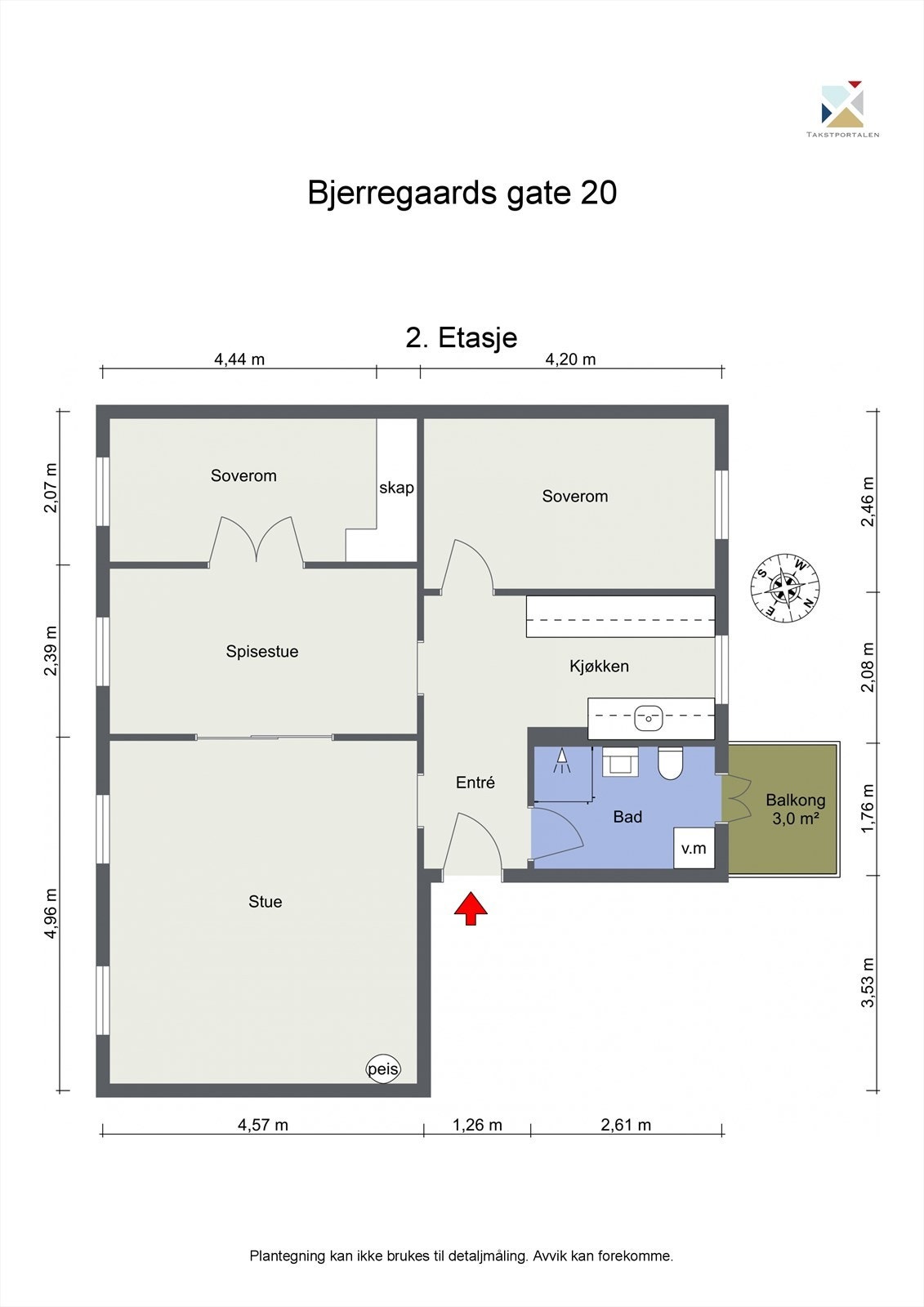 Floorplan letterhead - Bjerregaards gate 20 - 2. Etasje - 2D Floor Plan.jpg Galleribilde