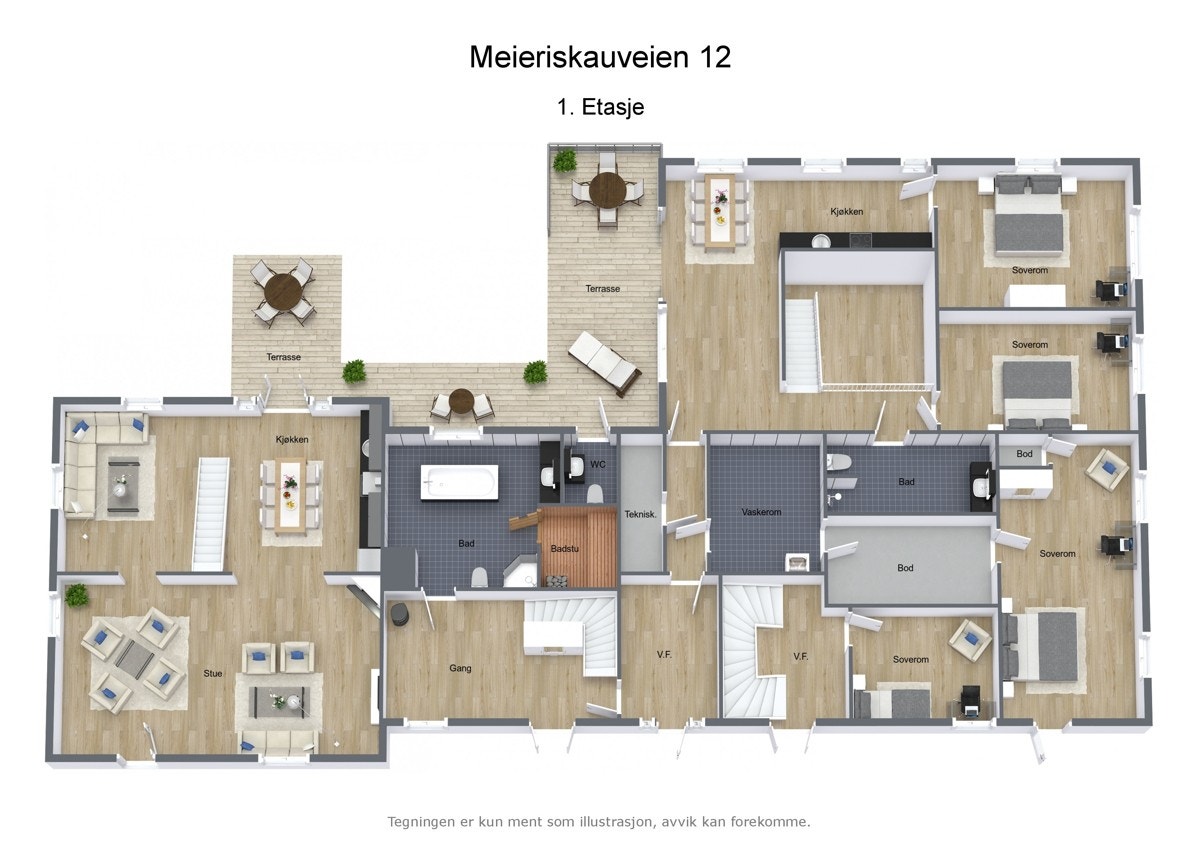 Plantegning 1. etasje Galleribilde