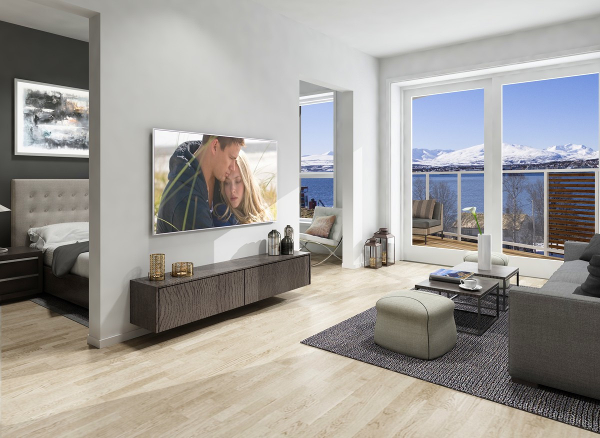 Leiligheten er lys og luftig med store vindusflater og solrike balkonger. Leilighetene har arealeffektiv planløsning, et moderne arkitektonisk uttrykk og funksjonelle løsninger