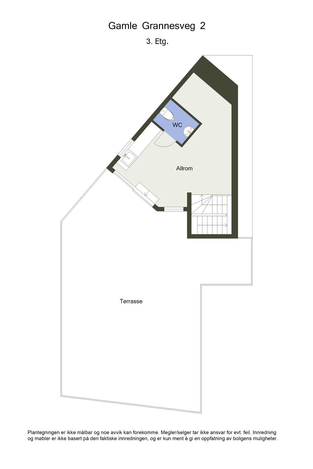 Plantegning loftsetasje med takterrasse Galleribilde