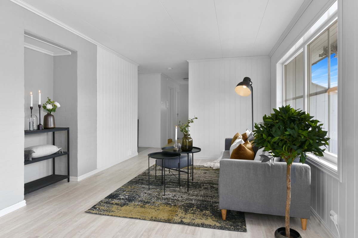 Boligen er pusset opp i en moderne stil. Galleribilde
