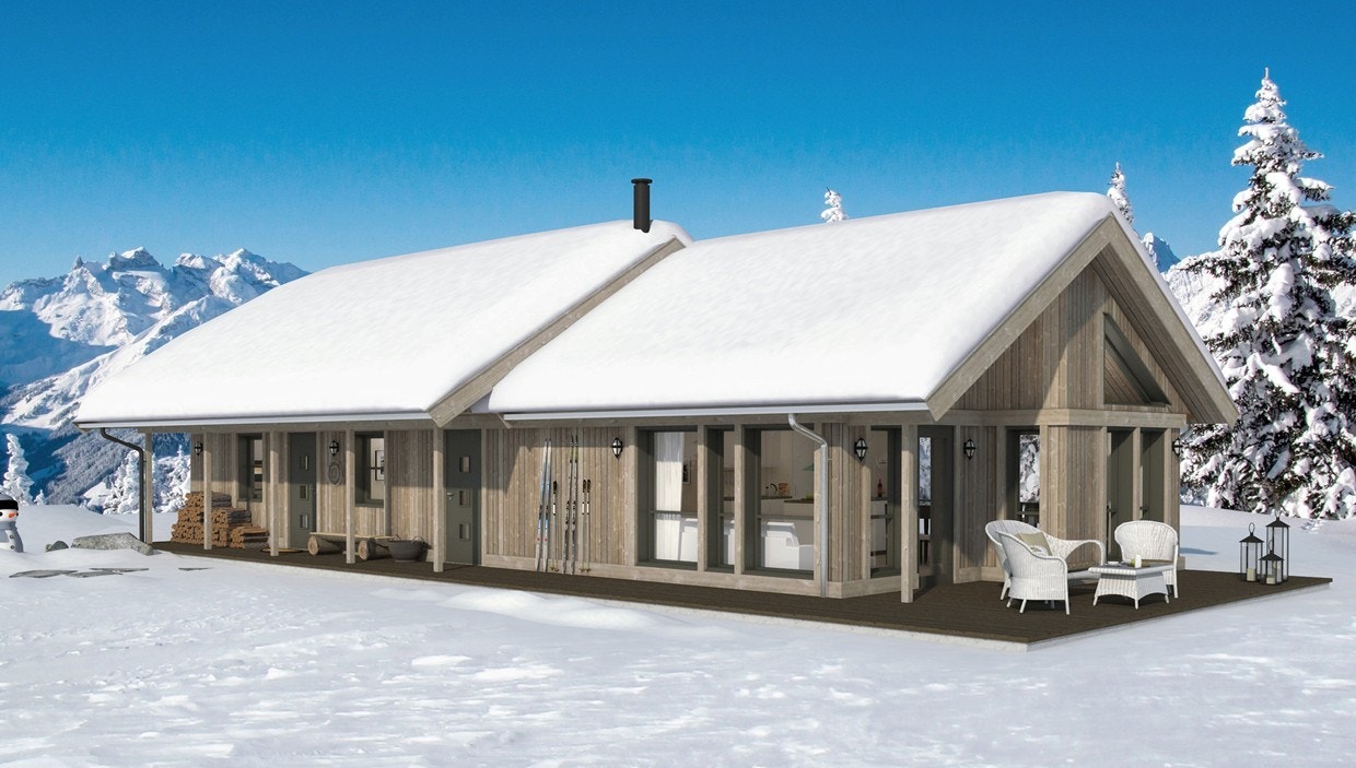 Blånes hyttemodell Luftig 3. Se priser og info på vedlagte prospekt.
(Ferdig hytte kan avvike noe fra rendret tegning) Galleribilde