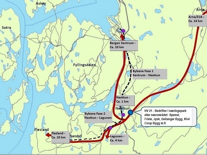 Eiendommen har en sentral beliggenhet, og flere valgmuligheter for adkomst, til de fleste av bydelene i Bergen Galleribilde
