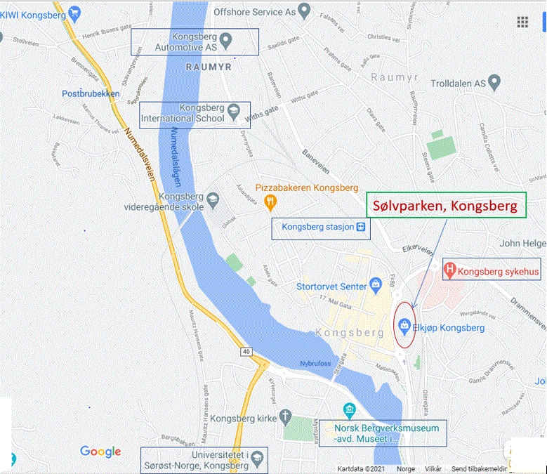 Sentralt i Kongsberg. Nær både buss og tog, Galleribilde