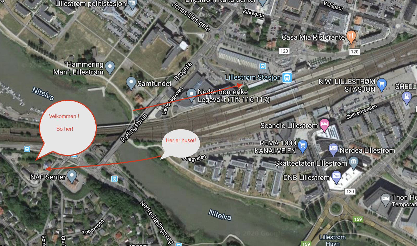 Avstand til Lillestrøm togstasjon Galleribilde