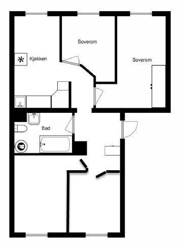 Smart planløsning. Ett av soverommene kan brukes til stue om ønskelig. Galleribilde