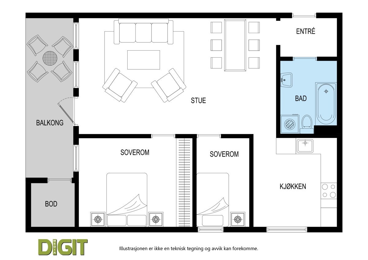 Plantegning Haugjordet 16, 1.etasje Galleribilde