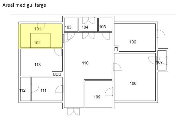 Plantegning 1.etg - areal med gul farge Galleribilde