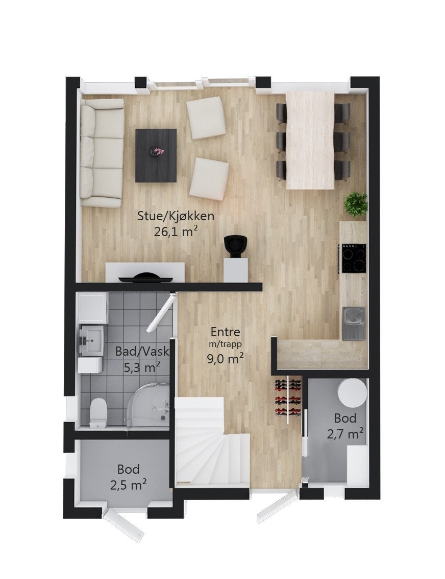 Endeleilighet plan 1 Galleribilde