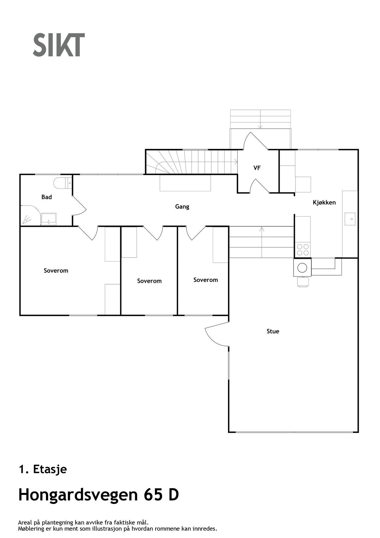 Plantegning Hongardsvegen 65 D | 1. etasje. Galleribilde