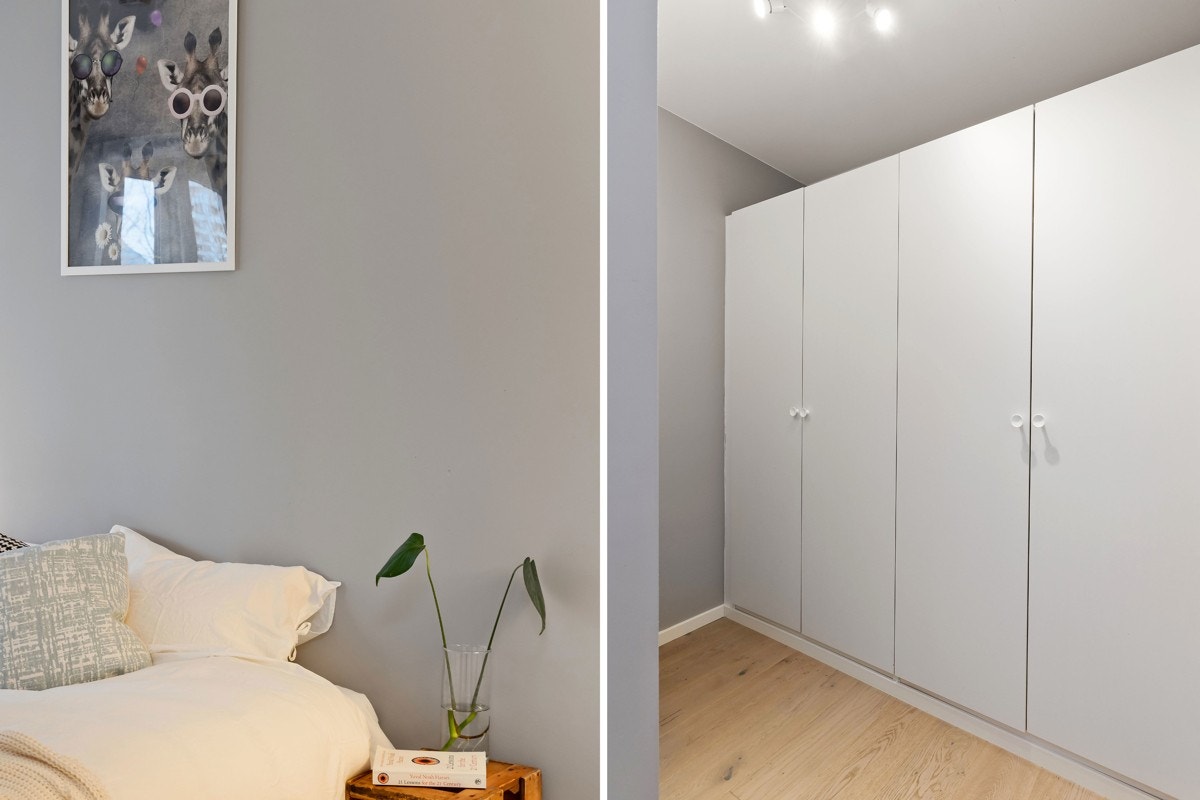 I tilknytning til soverommet, han man et eget omkledningsrom med store garderobeskap Galleribilde