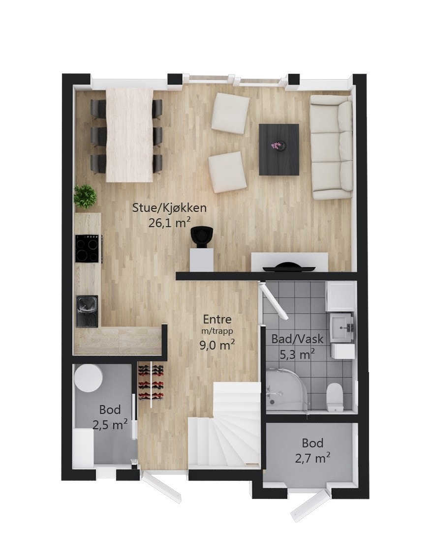 Midtleilighet plan 1 Galleribilde