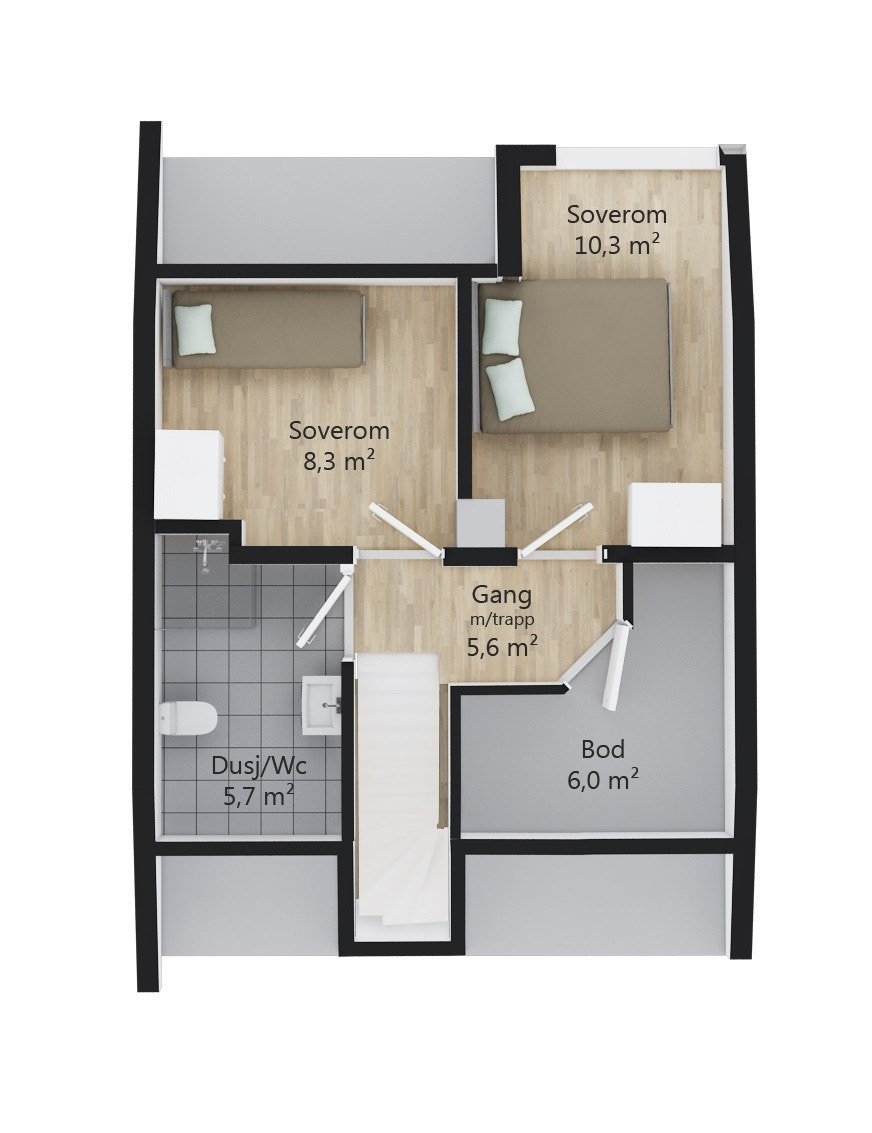 Midtleilighet plan 2 Galleribilde