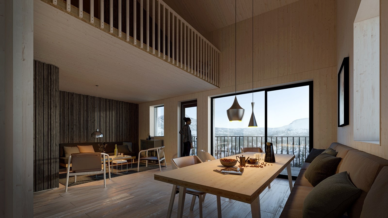 Prosjektet består av 12 stk leiligheter og ligger i størrelse fra 38 kvm opp til 103 kvm. Bygget får en meget solrik plassering, med ski inn/ut om vinteren og sykkel inn/ut i sommerhalvåret. (3D perspektiv, avvik kan forekomme) Galleribilde