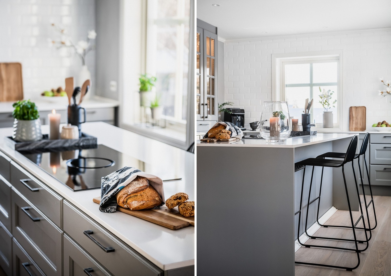 Omfangsrikt utformet med L-formet innredning samt kjøkkenøy. Galleribilde