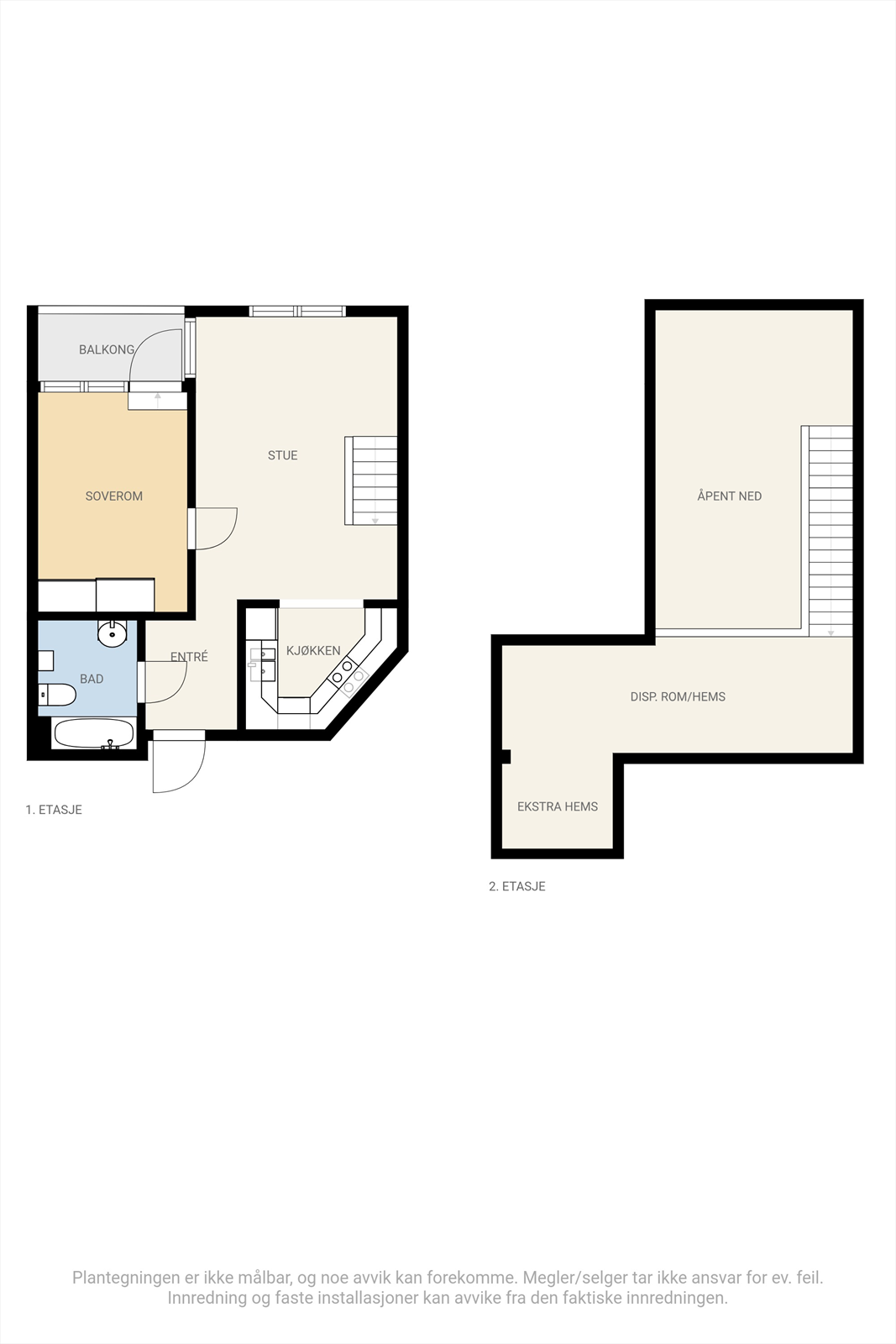 Planløsning over begge etasjene. Galleribilde