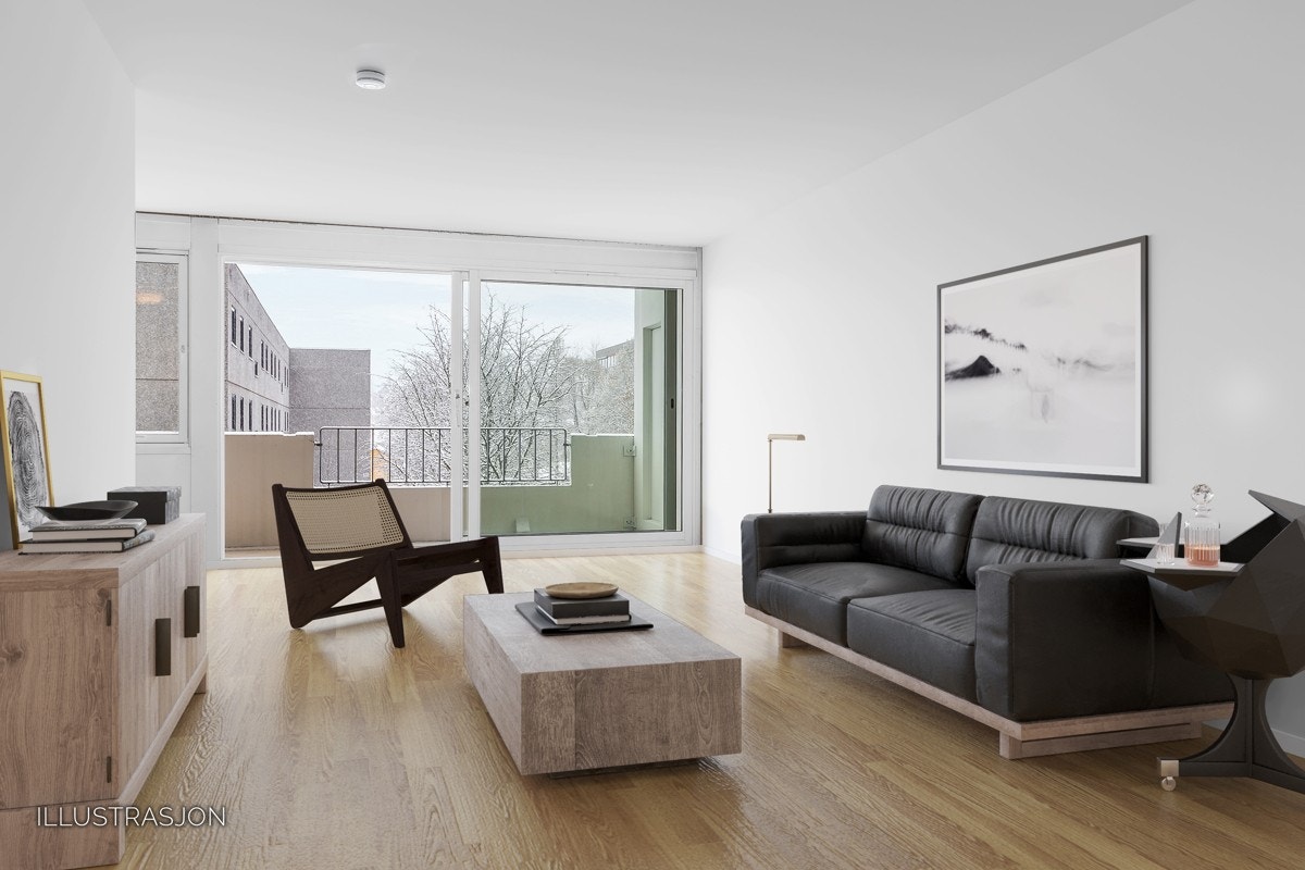 Illustrasjonsbilde, viser hvordan det kan bli i stuen etter en oppussing. Galleribilde