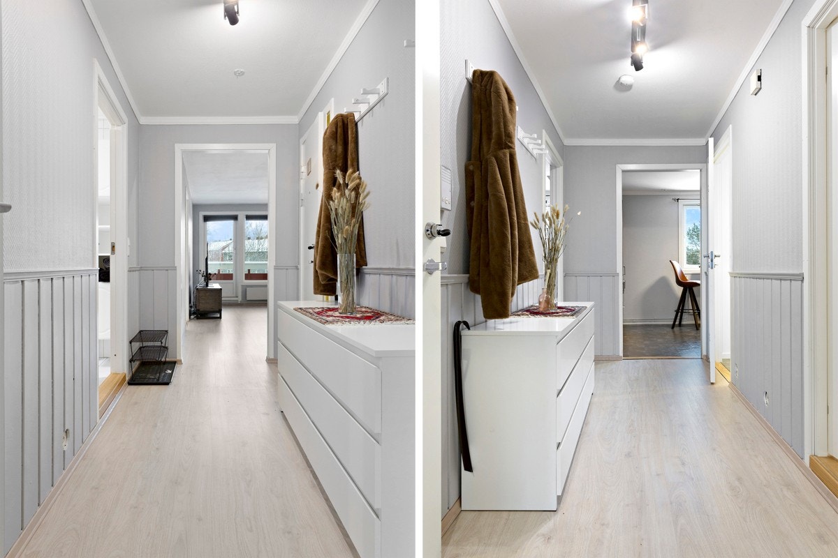 Romslig entré med god plass til oppbevaring av klær og sko Galleribilde