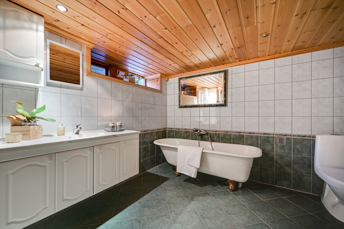 Etter en lang søndagstur til fots eller på ski er det deilig å komme inn for et langt bad Galleribilde