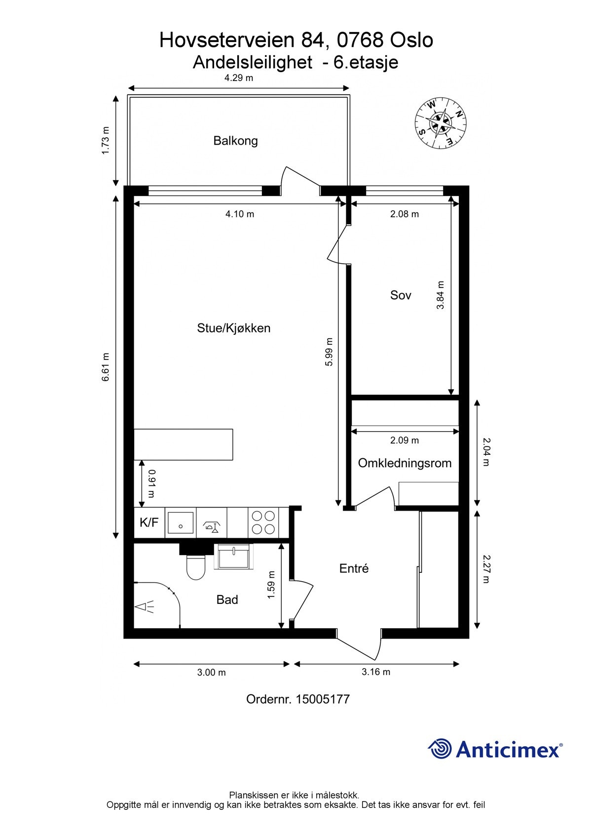 Plantegning. Legg merke til omkledningsrommet; dette kan også brukes som et sovealkove og/eller kontor. Galleribilde