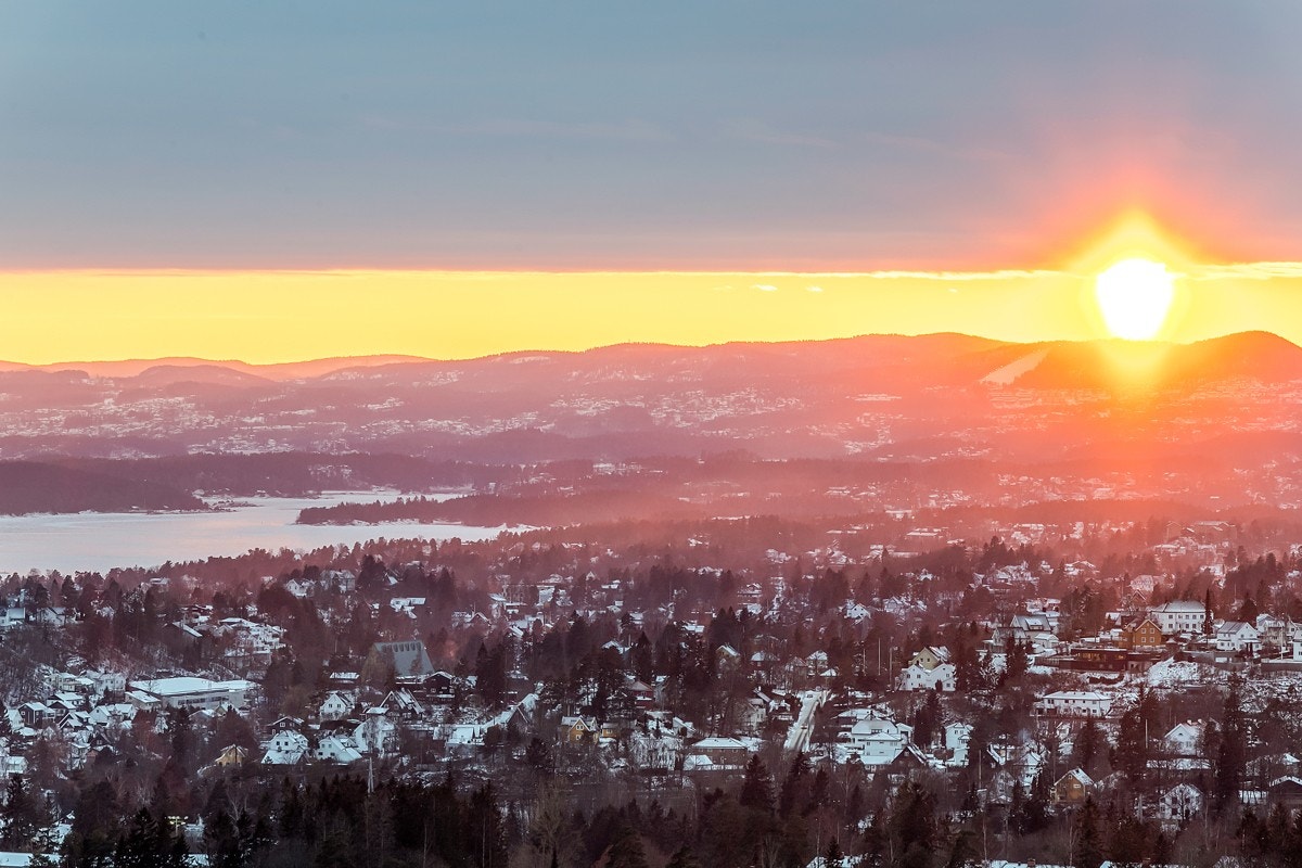 Solnedgang fra stue og terrasse Galleribilde