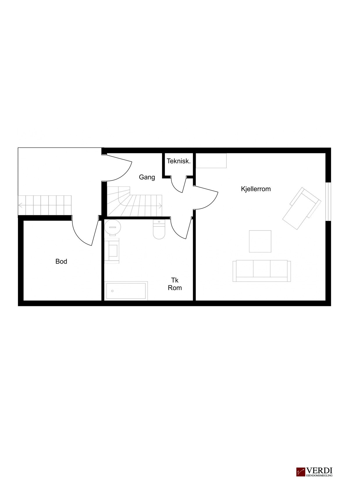 Planløsning kjeller. Galleribilde