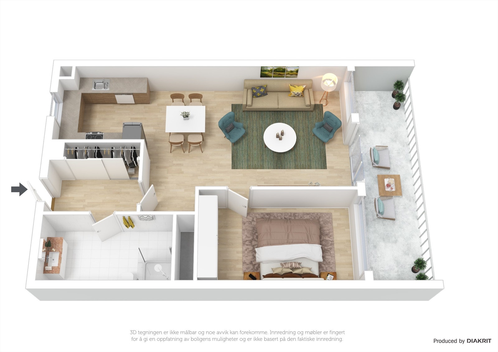 Plankisse 3D - for inspirasjon til møblering. Galleribilde