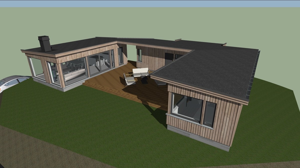 Hytta er planlagt ferdigstilt i april/mai 2021. Galleribilde