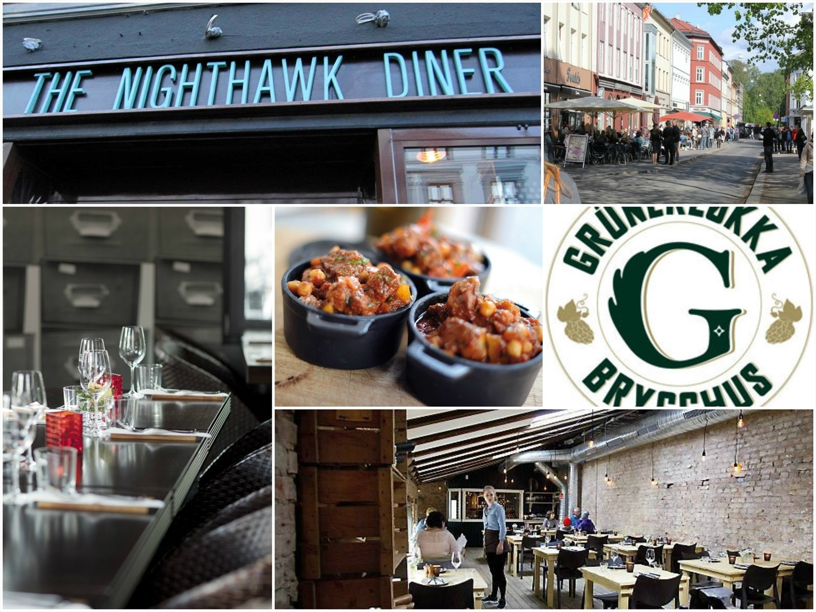 På Grünerløkka finner man flere restauranter, pub/barer, og caféer. Galleribilde