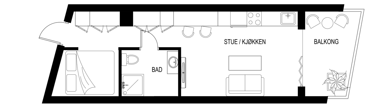 Planløsning med visuelt møblering Galleribilde