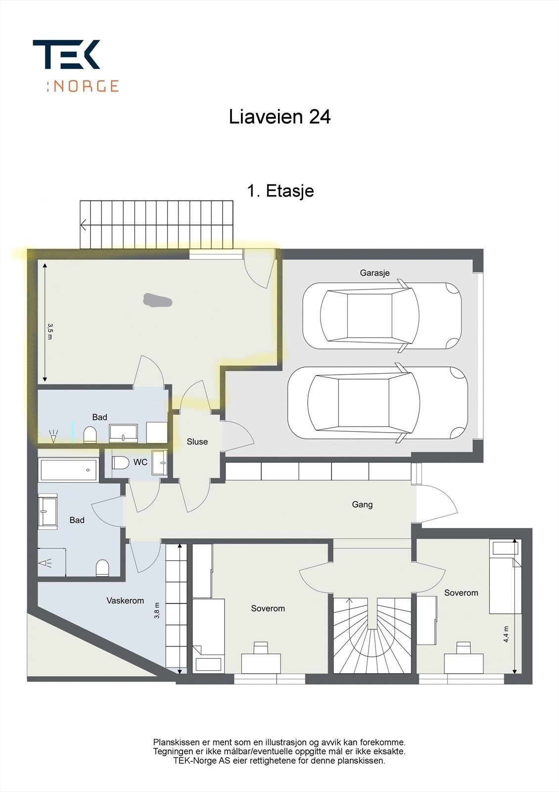 Egen inngang, og svært god beliggenhet i forhold til resten av bolig. Veldig lite lytt Galleribilde