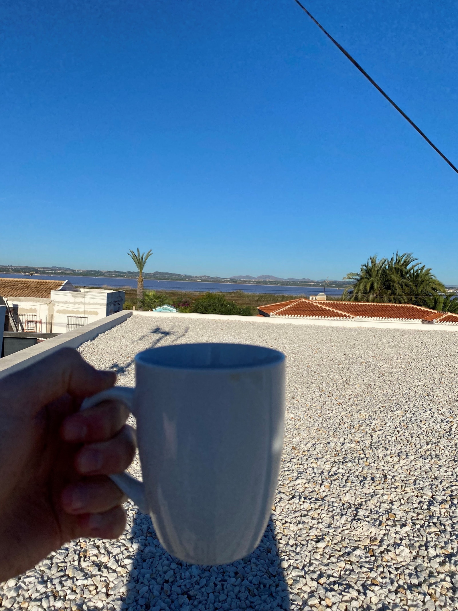 Morgen kaffi fra tak terrassen Galleribilde