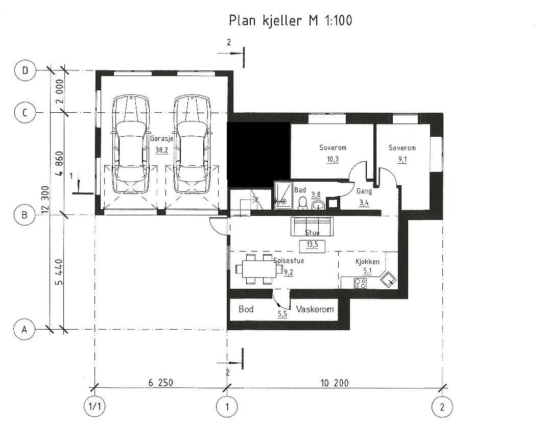 Kjellerplanen. Garasjen følger ikke med. Den er ikke i bruk og vil bli revet ned. Galleribilde