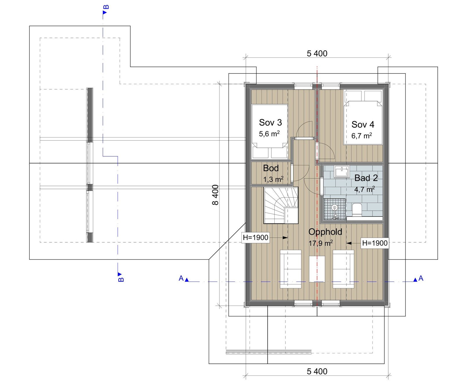 Skogfiol hytte_Oppstue (2. etg.) Galleribilde